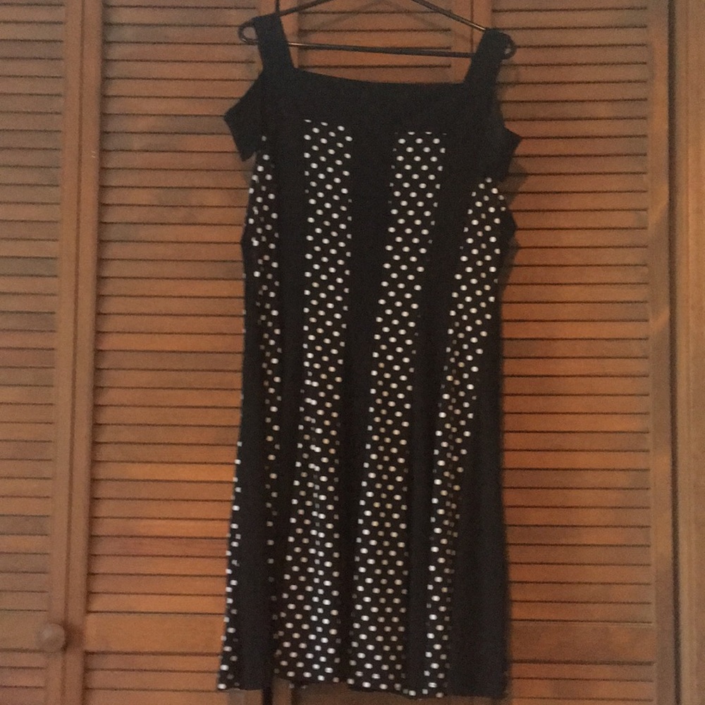 Black polka dot dress